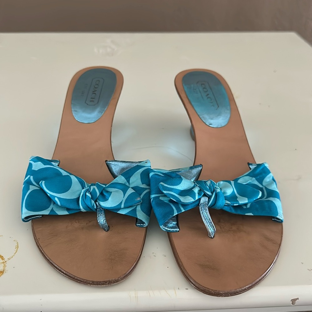 2000’s Vintage Blue Bow Coach Kitten heels